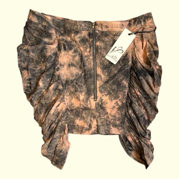 Kat Von D Black & Brown tie dye Ruched Mini Skirt 10 - Picture 3 of 7